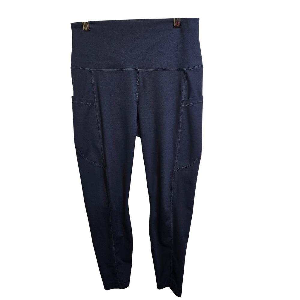 Yogalicious Lux Leggings Womens L Navy Blue High Waist Side Pockets